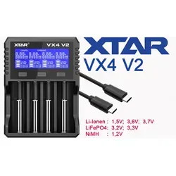 XTAR VX4 V2 Schnell-Ladegerät für Li-Ion, LiFePO4 und NiMH Akkus