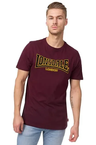 Lonsdale Slim Fit T-Shirt in Oxblood - Herren-Shirt aus 100% Baumwolle, slim fit Passform für einen modernen Look, ideal für lässige Anlässe.