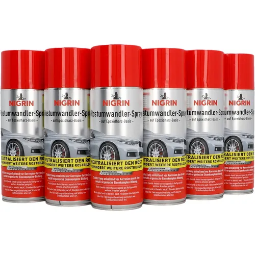 6x 400ml NIGRIN Rostumwandler Spray mit Grundierung Korrosionsschutz Lack