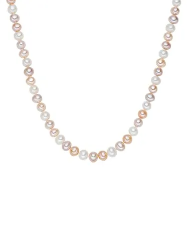 Valero Pearls Perlenkette Silber - Elegante 40 cm lange Perlenkette aus hochglanzpolierten Süßwasser-Zuchtperlen, ideal für einen stilvollen Auftritt.