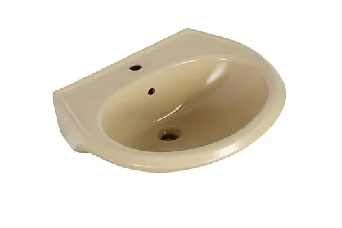 Sanicomfort Waschtisch 600 x 515 mm Beige - Waschbecken mit modernem Design in beige - Ideal für stilvolle Badezimmer mit zeitloser Eleganz und abgerundeten Linien.