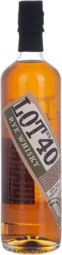 LOT No. 40 Canadian Rye Whisky - Premium Whisky aus Kanada, 90% Roggen, 8 Jahre in Eichenfässern gereift, mit intensiven Aromen und 43% Vol.