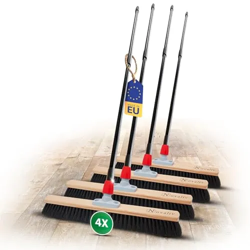 Novaliv 4X Besen Naturhaar 60 cm mit Teleskopstiel in schwarz von Novaliv