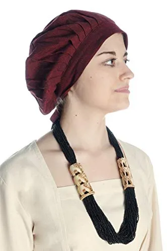 HEMAD Damen Mittelalter Haube Baumwolle rot