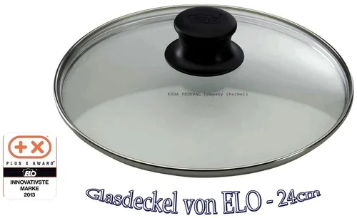 ELO Glasdeckel Sichtkochen ABS Knauf f. Pfannen Kochtopf 24cm Pfannendeckel Chro