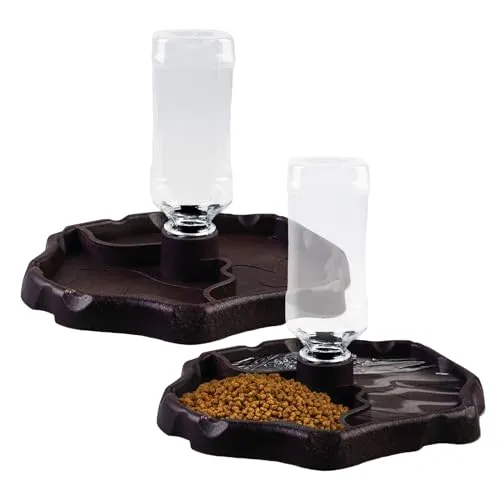 2pcs Schildkröten Wasserschale, Reptilien Wasserspender 2 In 1 Reptilien Schildkröte Futternapf Näpfe Für Reptilien Automatisierte Reptilien Trinkschale Futterspender Für Schildkröten Hamster Eidechse