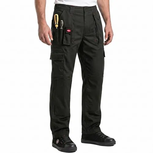 Lee Cooper LCPNT206 Cargohose für Herren - Arbeitskleidung in Schwarz mit Multi-Pocket-Design, knitterfrei und strapazierfähig, ideal für vielseitige Einsätze und optimalen Knieschutz.