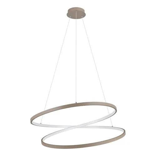 EGLO LED Hängelampe Ruotale - Elegante Pendelleuchte für Esstisch - Moderne Lampen für dein Zuhause: Diese geschwungene Hängelampe aus sandfarbenem Metall bietet warmweißes Licht und eine faszinierende Optik, ideal für Esszimmer und Wohnzimmer.