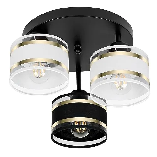 alfalux Deckenlampe Mit 3 Lampenschirmen Moderne LED Deckenleuchte Leuchte Lampe Wohnzimmerlampe Schlafzimmerlampe Kinderzimmer Wohnzimmer Schlafzimmer Badezimmer Küche Deckenleuchten TI-3030SC-WESCWE