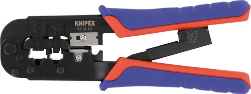 Knipex Crimpzange für Westernstecker brüniert - Profiwerkzeug 190 mm, exakter Crimpvorgang für RJ 11 und RJ 45 Steckverbindungen
