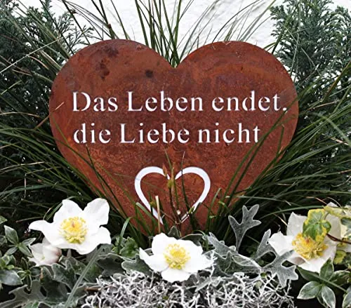 Produktbild LB H&F Grabstecker Herz Trauerdekoration Grabschmuck Metall Rost Grabherz für Gestecke