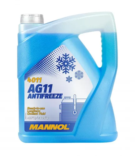MANNOL 4011 AG11 Antifreeze 5 Liter - Hochwertiger Antifreeze für den Kfz-Bereich, bietet zuverlässigen Frostschutz und Korrosionsschutz. Ideal für verschiedene Fahrzeugmarken und -modelle.