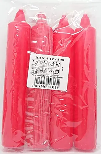 Sigro Berliner Baum Kerzen, 4 Pc, 23 x 130 mm, Wachs, rot, 2,3 x 2,3 x 13 cm