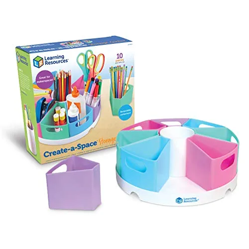 Learning Resources Create-A-Space Stiftehalter mit Utensilien-Center (Pastell), Stiftaufbewahrung, Tisch-Organizer, Ideal für Klassenzimmer und Schreibtisch, abwischbarer Kunststoff, 10-teiliges Set