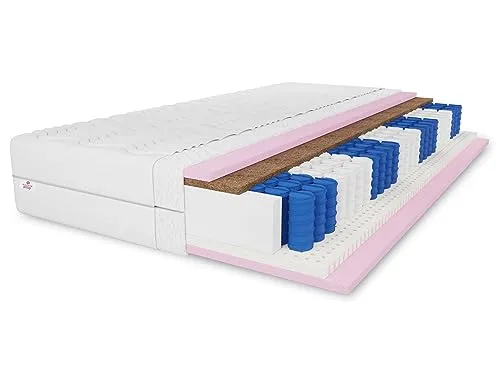 MARPUR 7 ZONEN Taschenfederkernmatratze Comfort 200x200 cm - Hochwertige Matratze mit 7-Zonen Taschenfederkern für optimalen Liegekomfort und Unterstützung, ideal für Allergiker – Höhe ca. 20 cm, inkl. waschbarem Bezug.