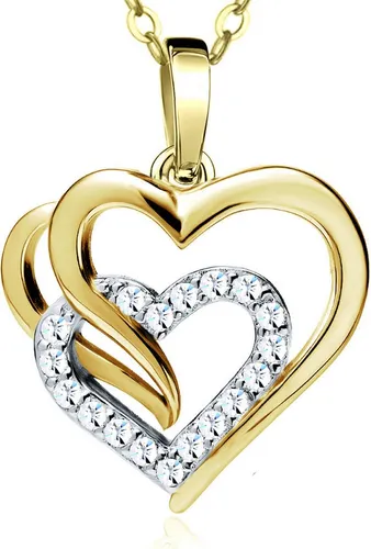 Limana Herzkette Halskette für Damen aus 925 Silber mit vergoldetem Herz Anhänger - Elegante Herzketten in 925 Silber, vergoldet und mit Zirkonia. Ideal als Geschenk in einer stilvollen Geschenkdose für besondere Anlässe.