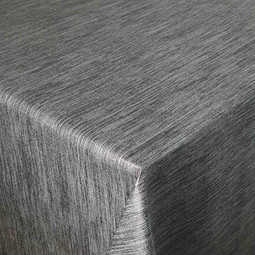 Wachstuch Wachstischdecke Tischdecke Gartentischdecke Leinen Prägung Grau Anthrazit Eckig 130 x 160 cm abwaschbar gefaltet