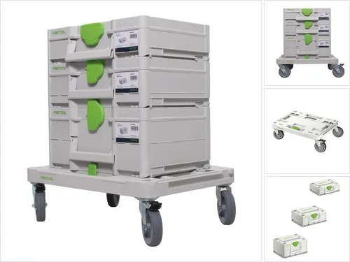 Festool Rollbrett SYS-RB mit Systainer SYS3 M 112, M 137 & M 187 - Werkzeugkoffer mit praktischem Rollbrett für einfachen Transport und Organisation Ihrer Werkzeuge – ideal für Profis und Heimwerker.