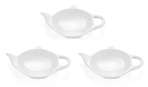 TAMLED Teebeutelablage 2. Wahl, Porzellan Set aus Porzellan in Teekännchenform Teegenuß im kleinsten Detail als Teebeutelhalter, Saucenschale oder Teesiebablage