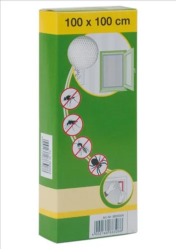 Fenster-Moskitonetz 100x100 cm – Weiß – Polyester mit Klettband – Insektenschutz für Fenster