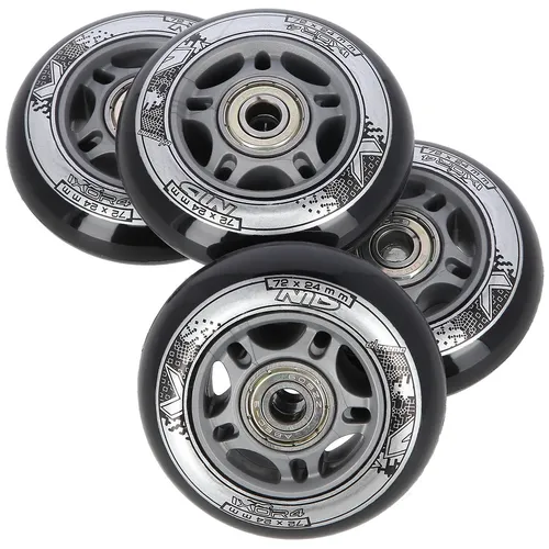 PU 72x24 82A CZARNE (4 szt.) + ABEC-9 (8 szt.) ZESTAW NILS EXTREME 5907695557251