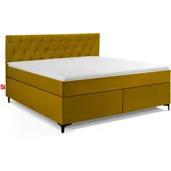 Konsimo® Polsterbett ARDEA, Gelb, 180x200 cm, Elegantes Design für Ihr Schlafzimmer - Das ARDEA Polsterbett vereint hochwertige Materialien und modernes Design. Mit innovativem Schlafsystem und komfortablem Topper sorgt es für erholsamen Schlaf und stilvolle Akzente in Ihrem Schlafzimmer.