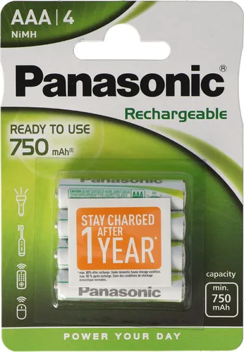 1x4 Panasonic Akku NiMH Micro AAA 750 mAh Rechargeable Evolta