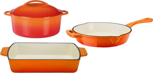 GSW Topf-Set Orange Shadow, Gusseisen (4-tlg.) - Topfsets aus hochwertigem Gusseisen für alle Herdarten, energieeffizient mit gleichmäßiger Wärmeverteilung und ideal für fettfreies Kochen.