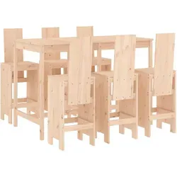vidaXL 7-tlg. Gartenbar-Set aus massivem Kiefernholz - Gartenmöbel-Set aus robustem Kiefernholz, ideal für gesellige Stunden im Freien mit bequemen Barhockern und einer großzügigen Tischplatte.