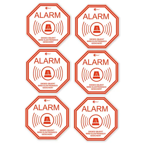 6er Set Alarm-Aufkleber I hin_221 I 5x5 cm I hin_221