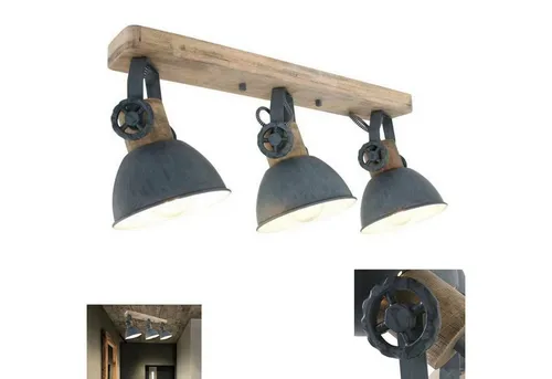 Lichthandel Hoch LED Deckenleuchte moderne Deckenlampe Industrie Vintage Retro Holz Metall incl. 7W LED, LED wechselbar, Warmweiß, Rustikal & Vintage Design
