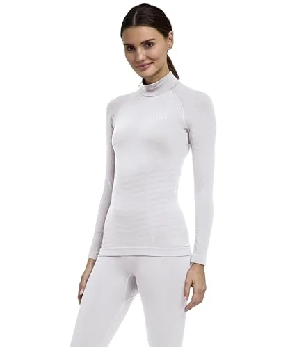 FALKE Damen Baselayer-Shirt Maximum Warm High Neck W L/s Sh Funktionsmaterial schnelltrocknend 1 Stück, Weiß White 2860 Trend, XL