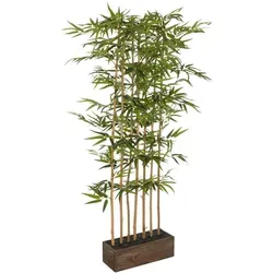 hJh-OFFICE Kunstpflanze Bambus I - 150 cm Raumteiler - Immergrüner Bambus-Raumteiler mit 7 echten Bambusrohren und ca. 1100 naturgetreuen Blättern. Pflegeleicht und ideal für Allergiker, perfekt für Innenräume und geschützte Außenbereiche.