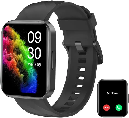 RUIMEN Smartwatch (4.7 cm, Android iOS), Anrufe empfangen Sportmodi Gesundheitstracking Musiksteuerung IP68