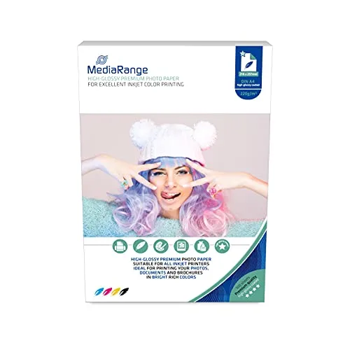 MediaRange MRINK103 Photopapier A4, 100 Blätter, 220 g/m², glänzend