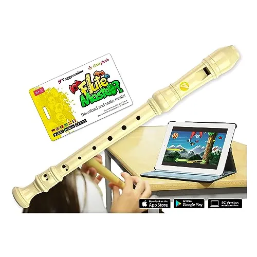 Voggenreiter Blockflöte aus Kunststoff für Kinder ab 6 Jahre und Anfänger inkl. Flute Master (Lernsoftware App) - deutsche Griffweise in Farbe creme weiss