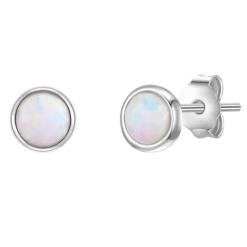 Glanzstücke München Damen Ohrringe aus 925/- Sterling Silber mit Opal - Ohrringe für Damen, aus hochwertigem rhodiniertem Sterlingsilber mit synthetischen Opalen, ideal für jeden Anlass und in attraktiver Geschenkverpackung.