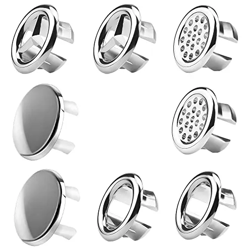 KLYNGTSK 8 Stück Überlauf Abdeckung - Universeller Kunststoff Überlaufschutz - Armaturenbauteile mit langlebiger Kunststoffkonstruktion, rostfrei und einfach zu installieren, ideal für Waschbecken, Badewannen und Küchen.