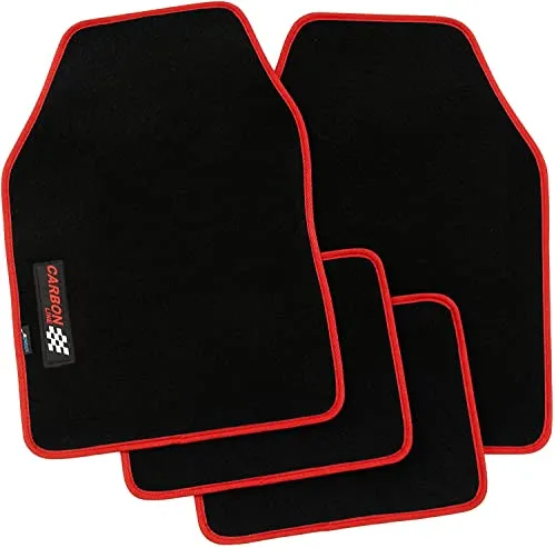 PETEX Carbon Autoteppich Universal 4-teilig rot
