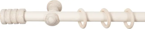 SN Deco Vorhangstange Pisa - 28 mm Antikweiß, 140 cm - Elegante Gardinenstange aus Massivholz, ideal für leichte bis mittelschwere Vorhänge. Komplettset mit Ringen und Trägern, in trendigem Antikweiß, passt perfekt zu modernen Wohnstilen.