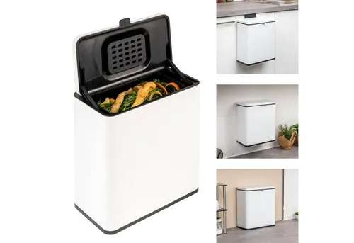 eluno Biomülleimer 6L mit Geruchsfilter - Haushaltszubehör mit 3 Montagearten: Hängen, Stellen oder Kleben. Hygiene durch geruchshemmenden Kohlefilter und praktischen Inneneimer für einfache Reinigung.