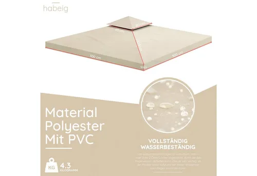 Pavillon-Ersatzdach 3x3m von Habeig