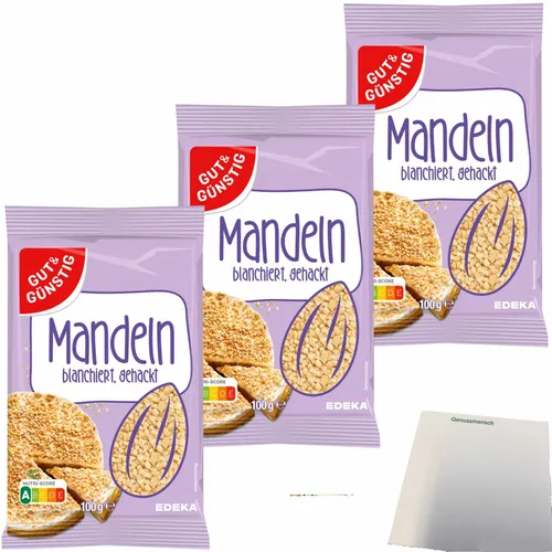 Gut&Günstig Mandeln gehackt 3er Pack 3x100g Beutel usy Block