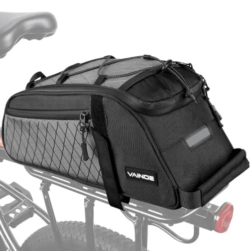 VAINDE 3-in-1 Fahrradtaschen für Gepäckträger 10L,wasserfest & reflektierend,Fahrradtasche Gepäckträger, Gepäckträgertasche mit Tragegriff und Schultergurt (Grau, 10L)