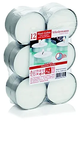 Teelichter Maxi, Brenndauer 8 Stunden 12 Stück Inhalt, Premium Qualität