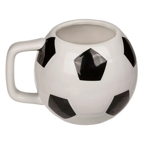 Kaffeetasse Fußball ca. 12 x 9 cm schwarz / weiß Fußballtasse aus Steingut