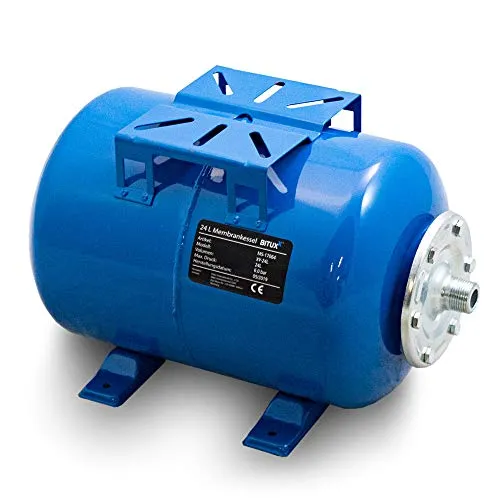 Stahl Membrankessel 24L Druckkessel für Hauswasserwerk - Pumpen - Robuster Membrankessel mit 24L Volumen, ideal für Bewässerung und Wassertransport, max. Betriebsdruck 6 bar, kompakte Maße für einfachen Einsatz.