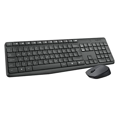 Logitech MK235 Tastatur-Maus-Kombination - Kabellose Tastatur und Maus im Standardformat mit spritzwassergeschütztem Design und bis zu 3 Jahren Batterielaufzeit - ideal für Home Office und Büro.