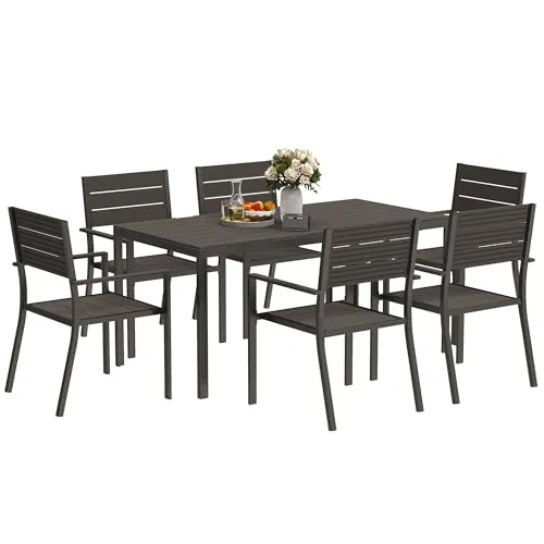 Outsunny Garten-Essgruppe mit 6 stapelbaren Stühlen