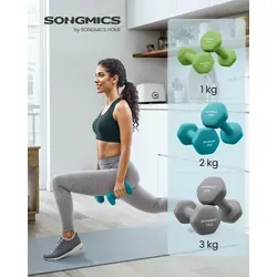 SONGMICS Kurzhantel Set mit Hantelständer, 6-teilig in blau von SONGMICS